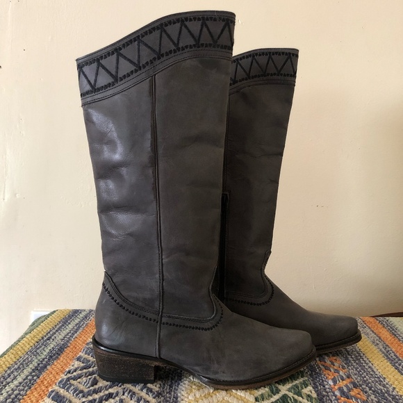 Roper Dark Gray Leather Cowboy Boots - Picture 2 of 5